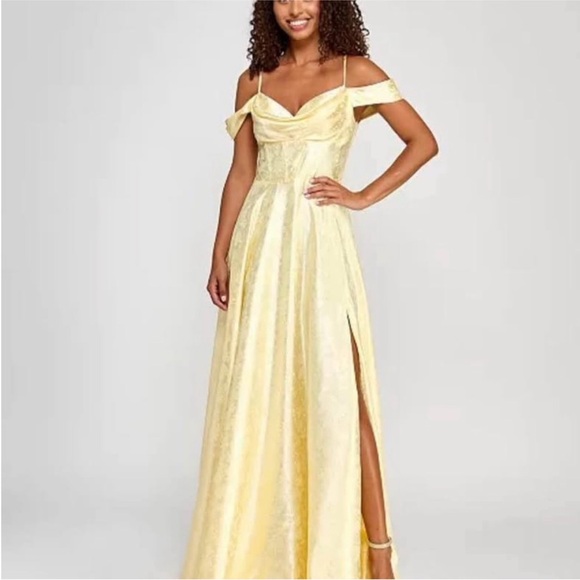 B Darlin Dresses & Skirts - B Darlin Prom Yellow Off-Shoulder Maxi Dress